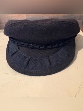 Vintage Navy Braided Fisherman Cap Made in Greece Wool Blend Marine Coastal